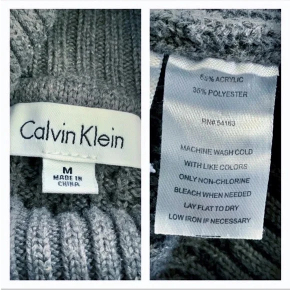 Calvin Klein Gray Turtleneck Long-Sleeve Sweater with Button Detail - Picture 8 of 12